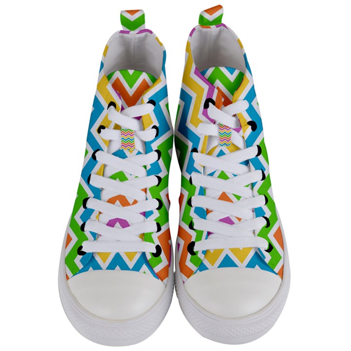 Chevron Pattern Design Texture Women s Mid-Top Canvas Sneakers