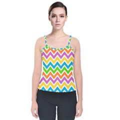 Chevron Pattern Design Texture Velvet Spaghetti Strap Top