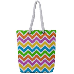 Chevron Pattern Design Texture Full Print Rope Handle Tote (small)