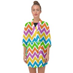 Chevron Pattern Design Texture Half Sleeve Chiffon Kimono