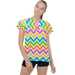 Chevron Pattern Design Texture Ruffle Collar Chiffon Blouse