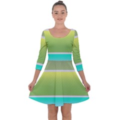 Pattern Banner Background Dot Set Quarter Sleeve Skater Dress