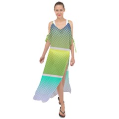 Pattern Banner Background Dot Set Maxi Chiffon Cover Up Dress