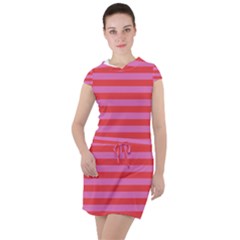 Stripes Striped Design Pattern Drawstring Hooded Dress