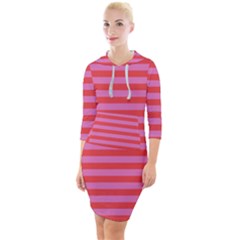 Stripes Striped Design Pattern Quarter Sleeve Hood Bodycon Dress