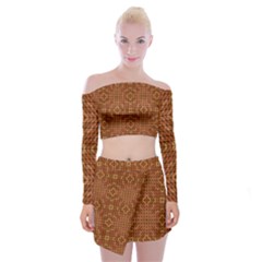 Mosaic Triangle Symmetry Off Shoulder Top With Mini Skirt Set by Pakrebo