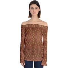 Mosaic Triangle Symmetry Off Shoulder Long Sleeve Top