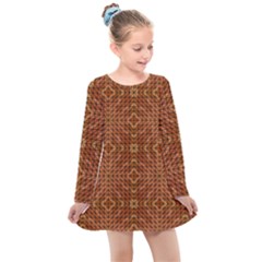 Mosaic Triangle Symmetry Kids  Long Sleeve Dress