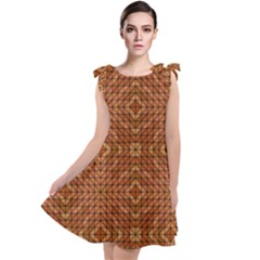 Mosaic Triangle Symmetry Tie Up Tunic Dress