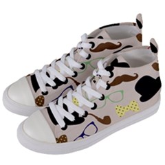 Moustache Hat Bowler Bowler Hat Women s Mid-top Canvas Sneakers