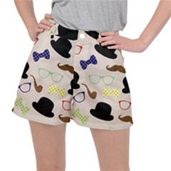 Moustache Hat Bowler Bowler Hat Stretch Ripstop Shorts