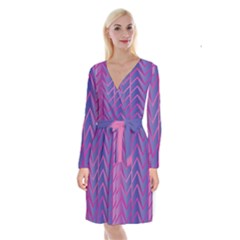 Geometric Background Abstract Long Sleeve Velvet Front Wrap Dress by Pakrebo