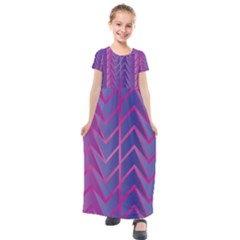 Geometric Background Abstract Kids  Short Sleeve Maxi Dress