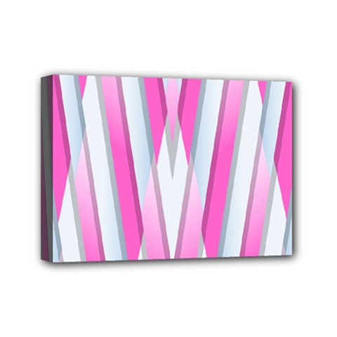 Geometric 3d Design Pattern Pink Mini Canvas 7  X 5  (stretched) by Pakrebo