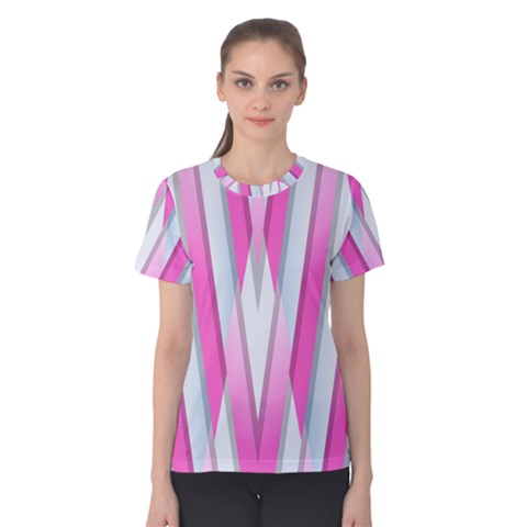 Geometric 3d Design Pattern Pink Women s Cotton Tee by Pakrebo