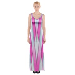 Geometric 3d Design Pattern Pink Maxi Thigh Split Dress by Pakrebo