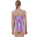 Geometric 3d Design Pattern Pink Twist Front Tankini Set View2