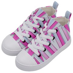 Geometric 3d Design Pattern Pink Kids  Mid-top Canvas Sneakers