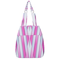 Geometric 3d Design Pattern Pink Center Zip Backpack