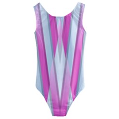 Geometric 3d Design Pattern Pink Kids  Cut-out Back One Piece Swimsuit