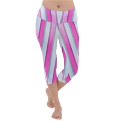 Geometric 3d Design Pattern Pink Lightweight Velour Capri Yoga Leggings