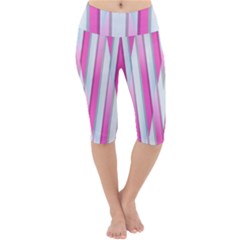 Geometric 3d Design Pattern Pink Lightweight Velour Cropped Yoga Leggings by Pakrebo