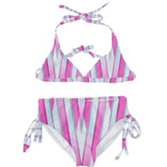 Geometric 3d Design Pattern Pink Kids  Classic Bikini Set