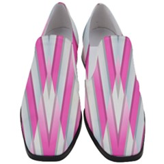 Geometric 3d Design Pattern Pink Slip On Heel Loafers by Pakrebo