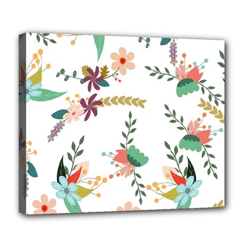 Floral Backdrop Pattern Flower Deluxe Canvas 24  X 20  (stretched) by Pakrebo