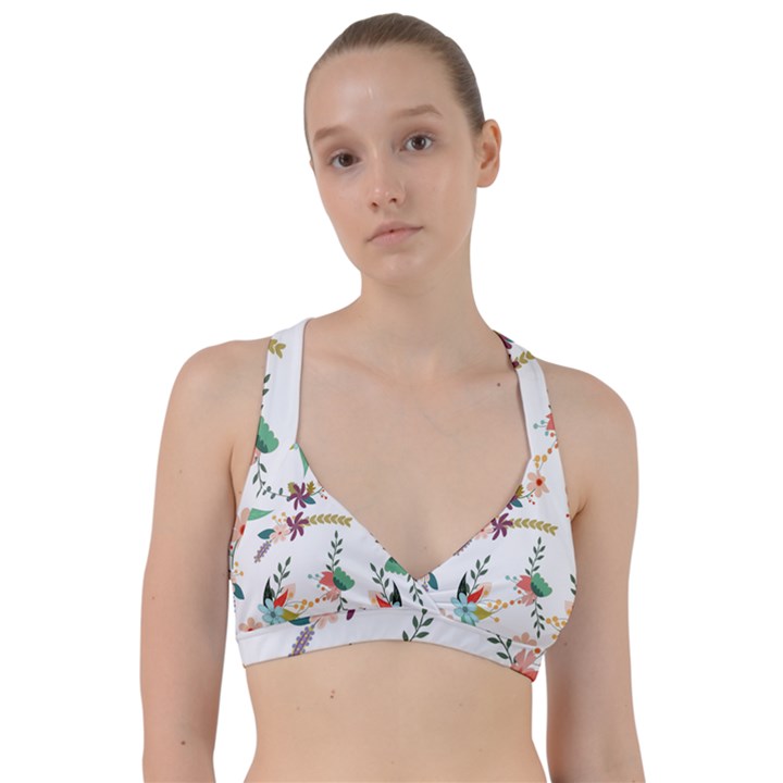 Floral Backdrop Pattern Flower Sweetheart Sports Bra