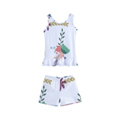 Floral Backdrop Pattern Flower Kids  Boyleg Swimsuit