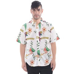 Floral Backdrop Pattern Flower Men s Short Sleeve Shirt