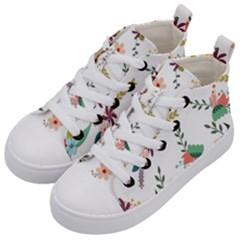 Floral Backdrop Pattern Flower Kids  Mid-top Canvas Sneakers