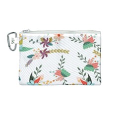 Floral Backdrop Pattern Flower Canvas Cosmetic Bag (medium)