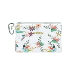 Floral Backdrop Pattern Flower Canvas Cosmetic Bag (small) by Pakrebo