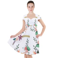 Floral Backdrop Pattern Flower Cap Sleeve Midi Dress