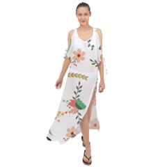 Floral Backdrop Pattern Flower Maxi Chiffon Cover Up Dress