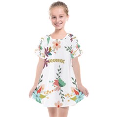 Floral Backdrop Pattern Flower Kids  Smock Dress