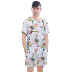 Floral Backdrop Pattern Flower Men s Mesh Tee And Shorts Set