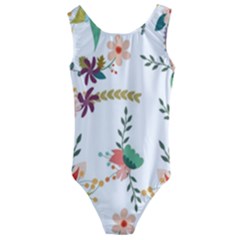 Floral Backdrop Pattern Flower Kids  Cut-out Back One Piece Swimsuit