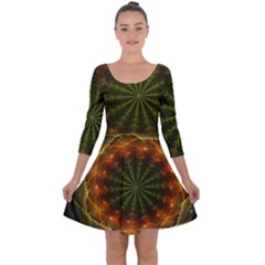 Fractal Digital Quarter Sleeve Skater Dress