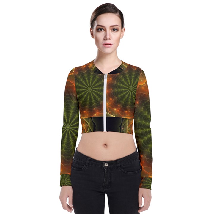 Fractal Digital Long Sleeve Zip Up Bomber Jacket