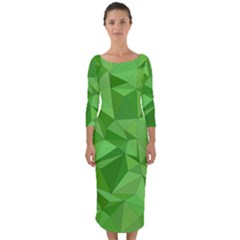 Mosaic Tile Geometrical Abstract Quarter Sleeve Midi Bodycon Dress