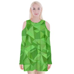 Mosaic Tile Geometrical Abstract Velvet Long Sleeve Shoulder Cutout Dress by Pakrebo