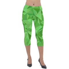 Mosaic Tile Geometrical Abstract Lightweight Velour Capri Leggings 