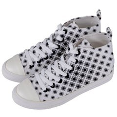 Stylized Flower Floral Pattern Women s Mid-top Canvas Sneakers