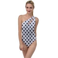 Stylized Flower Floral Pattern To One Side Swimsuit