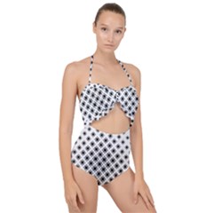 Stylized Flower Floral Pattern Scallop Top Cut Out Swimsuit