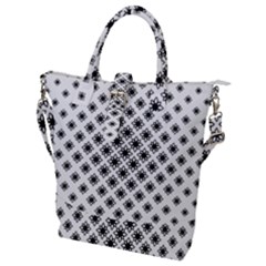 Stylized Flower Floral Pattern Buckle Top Tote Bag by Pakrebo