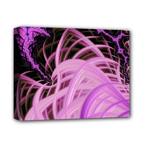 Purple Fractal Artwork Feather Deluxe Canvas 14  X 11  (stretched) by Pakrebo